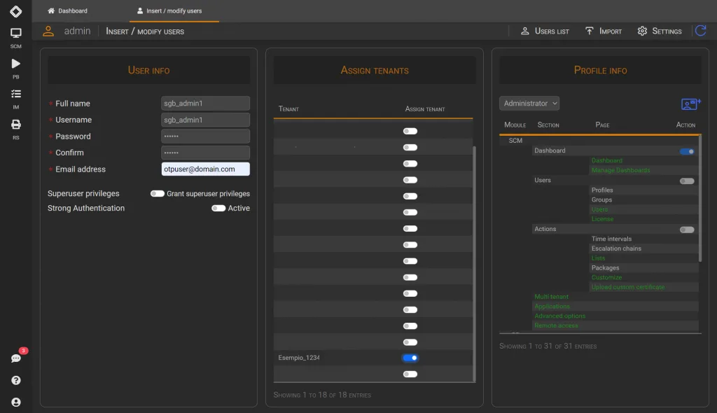 Create new tenant admin