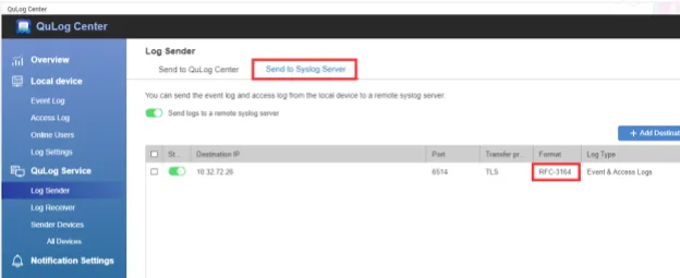 Syslog configuration on QNAP