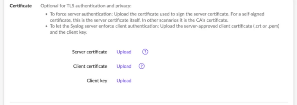 Syslog configuration on Sentinel